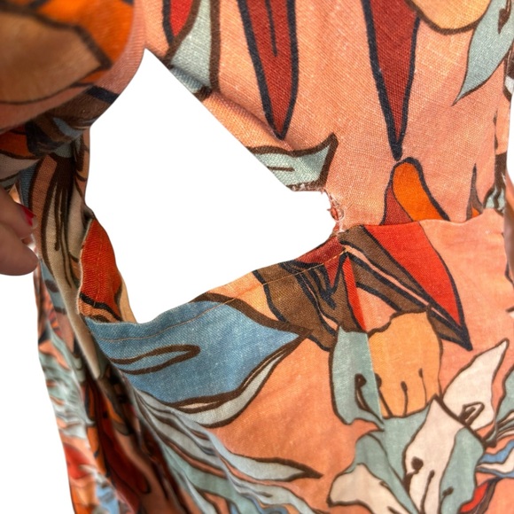 $500 NICHOLAS Women Asilah Orange Printed Linen Hourglass Dress Tie-Front Size 8 - Picture 12 of 15